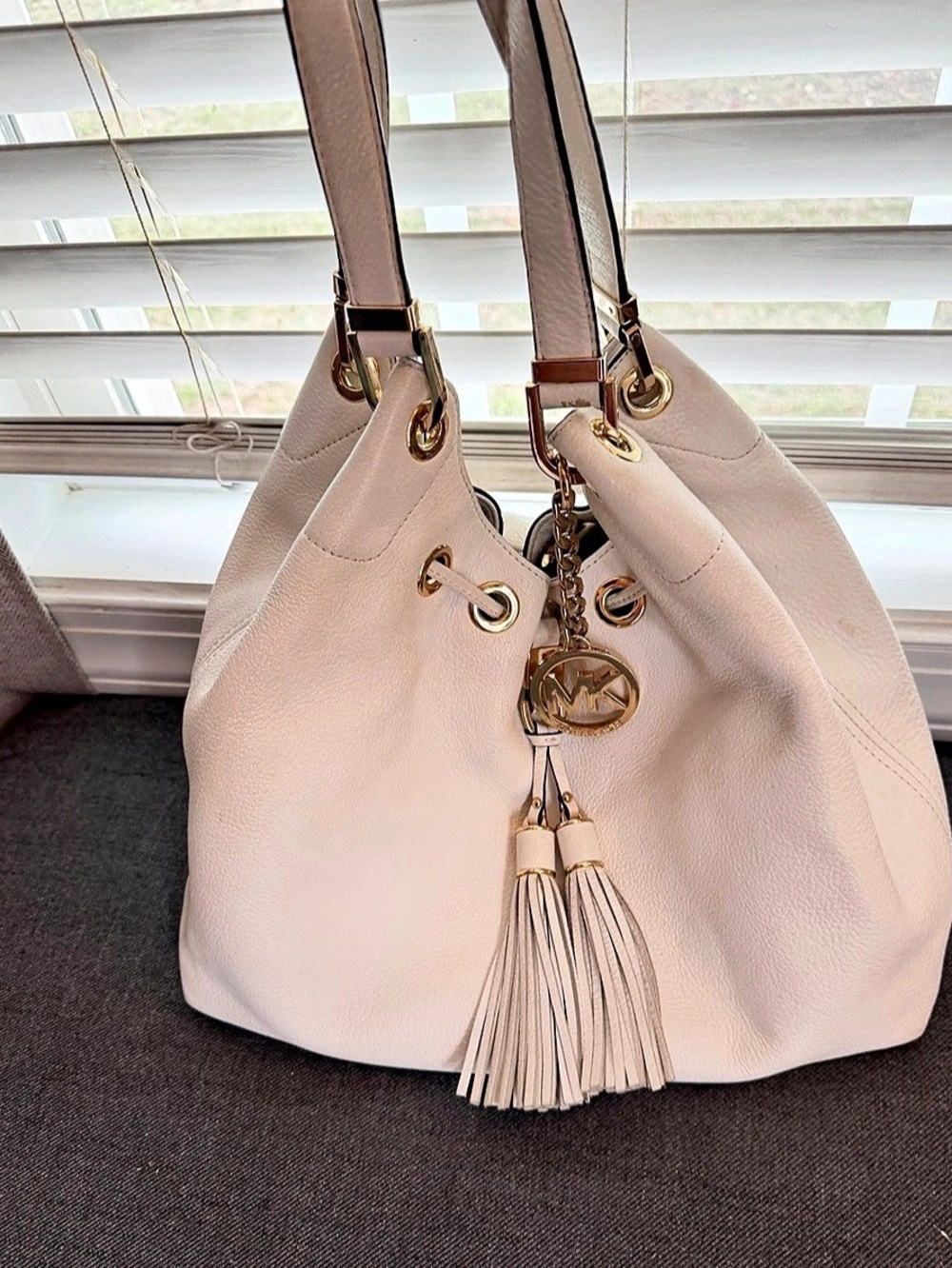 Michael Kors Leather-Look Shoulder Bag in White
